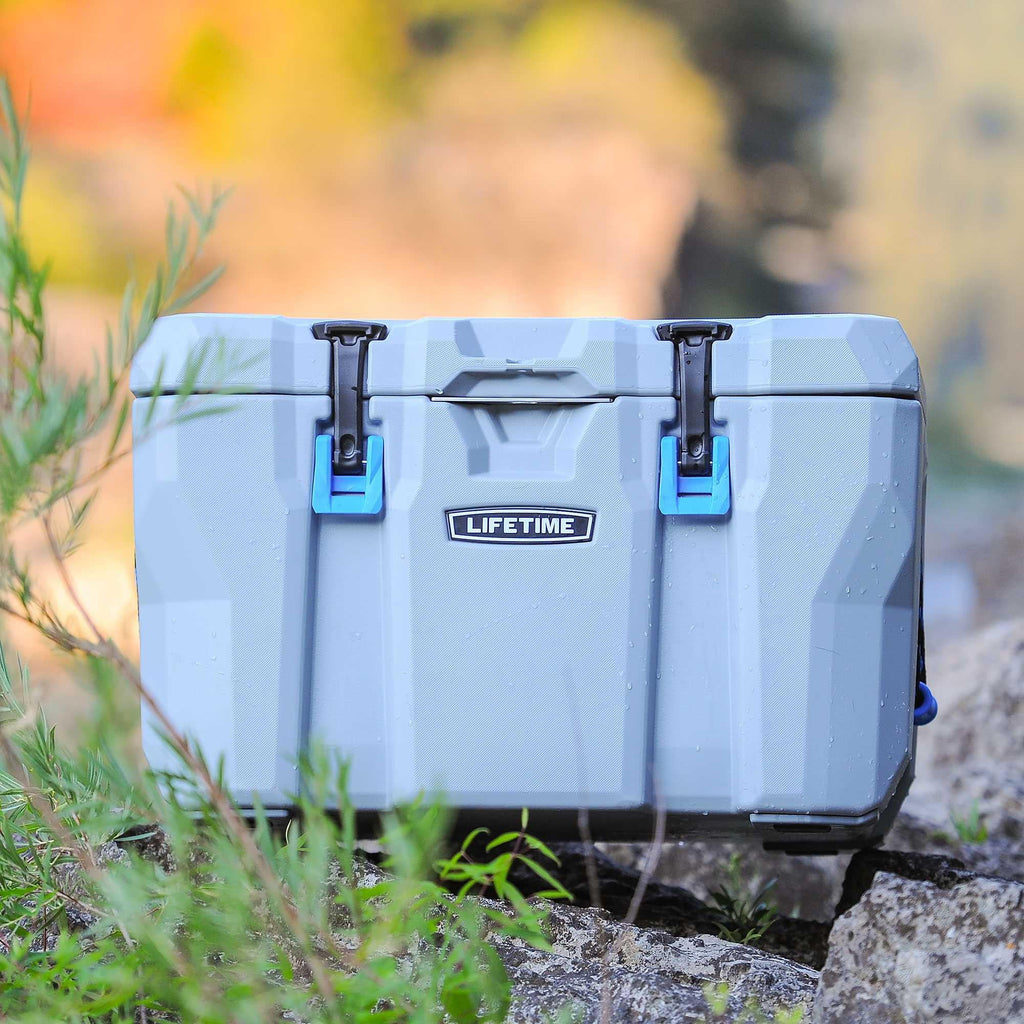 Lifetime 55 qt Bear-Resistant Camping Cooler, Premium High Performance, Ice Retention, Hard Cooler, 60 Can Capacity, Light Gray (90949)