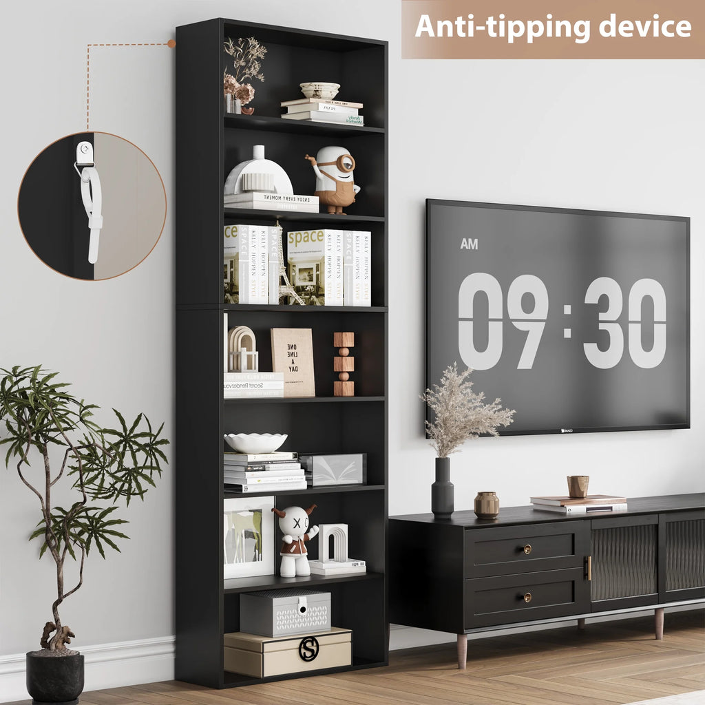 Homfa 82" Tall Bookcases, Freestanding Display Storage Shelves, 7-Tier Open Bookshelf for Home Office Living Room Bedroom, White