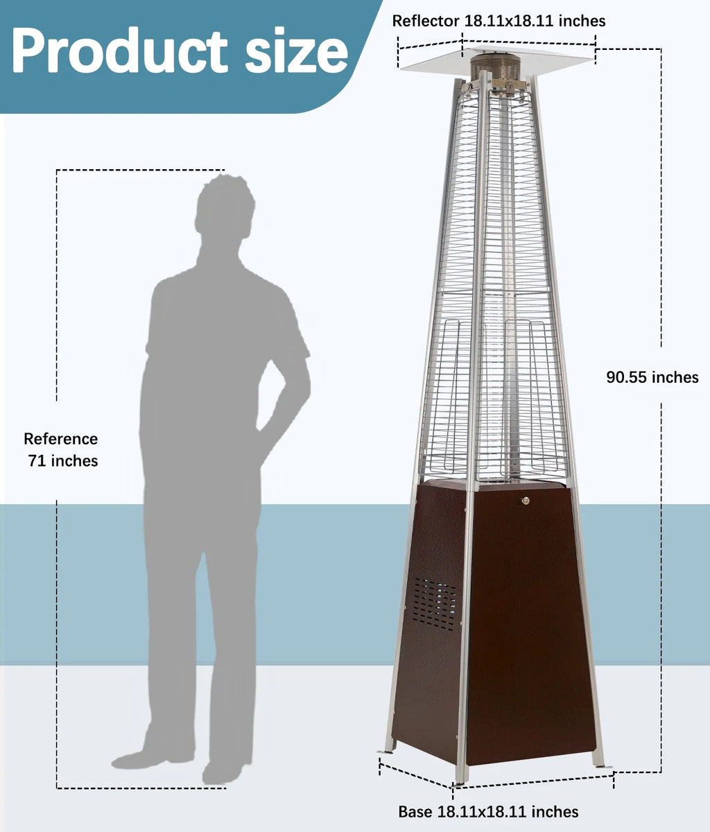 NAVINE Patio Heater, 48,000 BTU Propane Pyramid Patio Heater with Wheels, Bronze