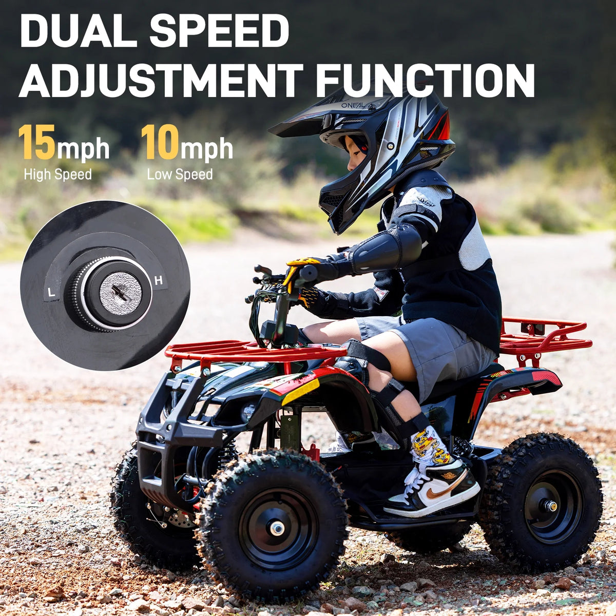 Aoemoe 500W 36V Battery-Powered Ride-On Off-Road 4-Wheeler �C 15 Mile Range, Flame