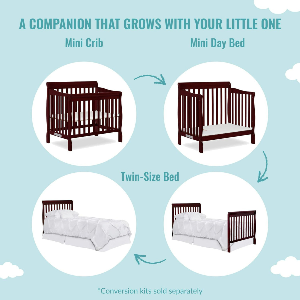 Dream On Me Aden 4-in-1 Convertible Mini Crib Espresso