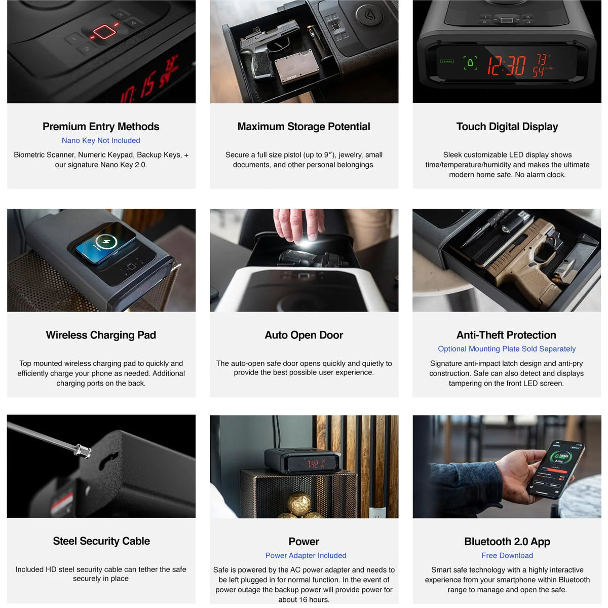 Vaultek? DS2i Smart Station Full-Size Modern Quick Access Safe with Biometric Scanner, Rugged Construction, Auto-Open Drawer, Mountable, Anti-Theft Protection, & Wireless Charging Pad