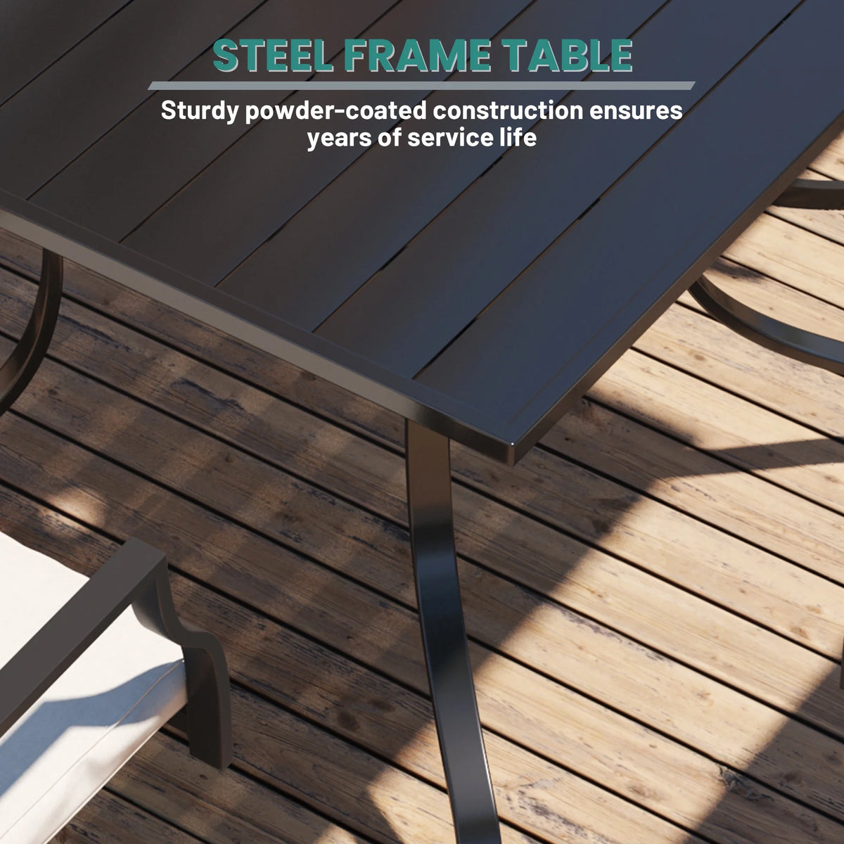 Mondawe 36*36inch Steel Square Outdoor Dining Table with 1.65" umbrella hole, for Backyard, Patio, Deck or Porch Gathering