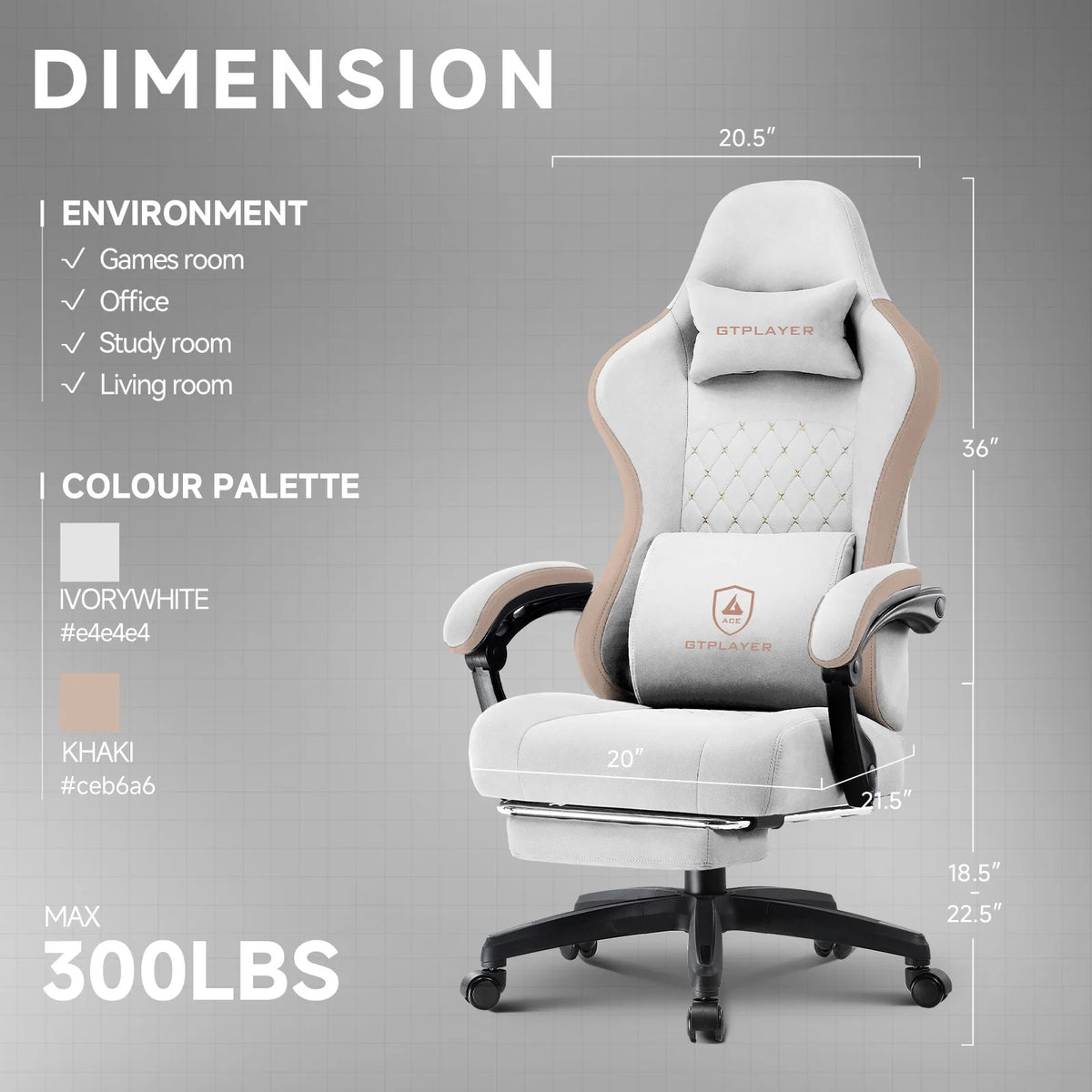 GTPLAYER Ergonomic High Back Pocket Spring Cushion Gaming Chair with Footrest & Linkage Armrests, Black