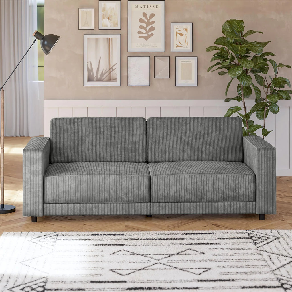 RealRooms Allie Corduroy 82" Futon Sofa Bed, Gray