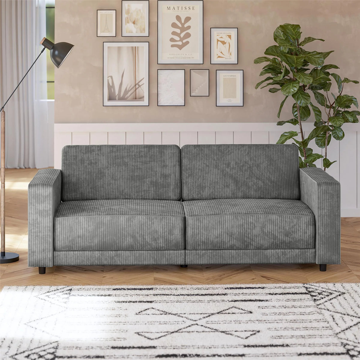 RealRooms Allie Corduroy 82" Futon Sofa Bed, Gray