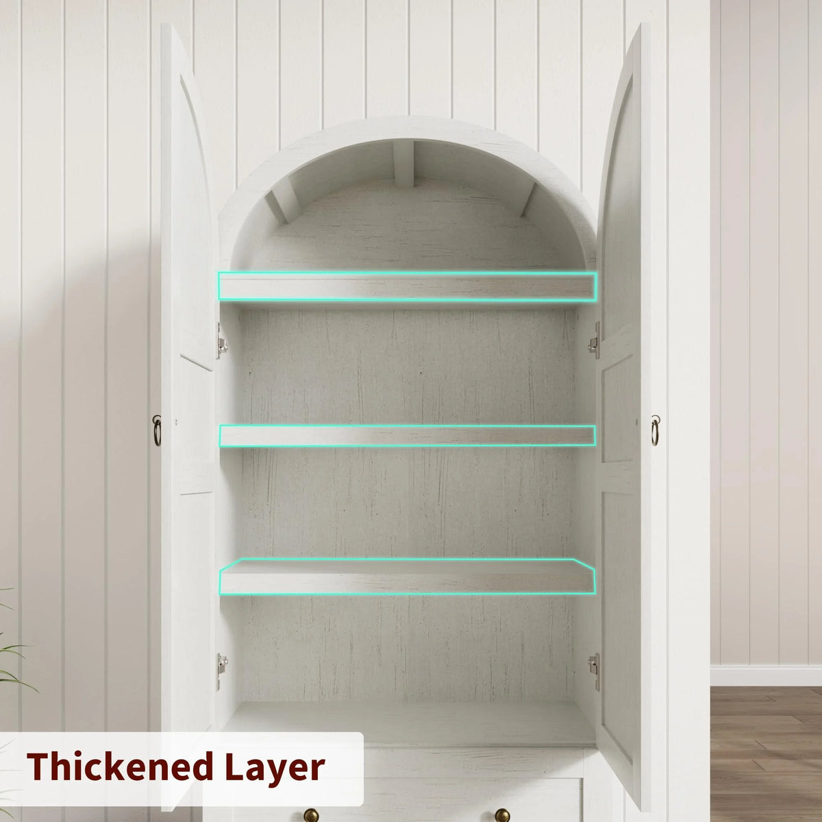 72" Tall Arched Kitchen Pantry Cabinet,Farmhouse Wood Pantry Storage Cabinet with 2 Large Drawers,Glass Door,Freestanding Versatile Pantry Cabinets Kitchens Storage Cabinets for Dining,Living Room