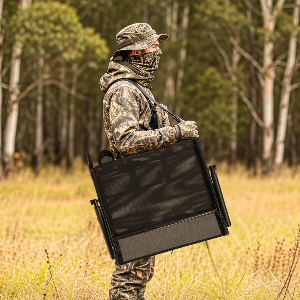 Danrelax 360�� Silent Camo Hunting Blind Chair, Armrests, Side Pouch, Telescopic Legs