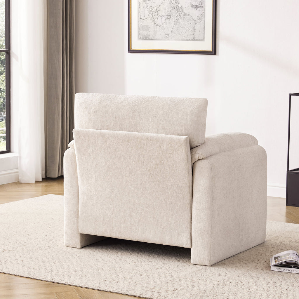 Chenille Oversized Armchair, 38.6" Wide Accent Chairs for Living Room & Bedroom Modern Lounge Chair, Upholstered Mid-Century Reading Chair, Comfy Living Room Chair, Single Sofa Chair, Beige