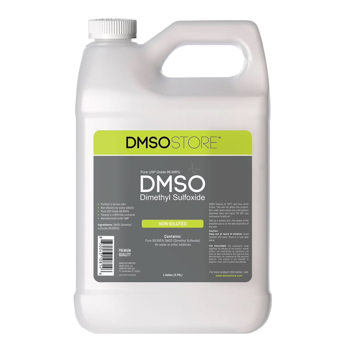 DMSO 1 Gallon Plastic Bottle, Pure Pharma Grade 99.995%, Non-Diluted Liquid Dimethyl Sulfoxide