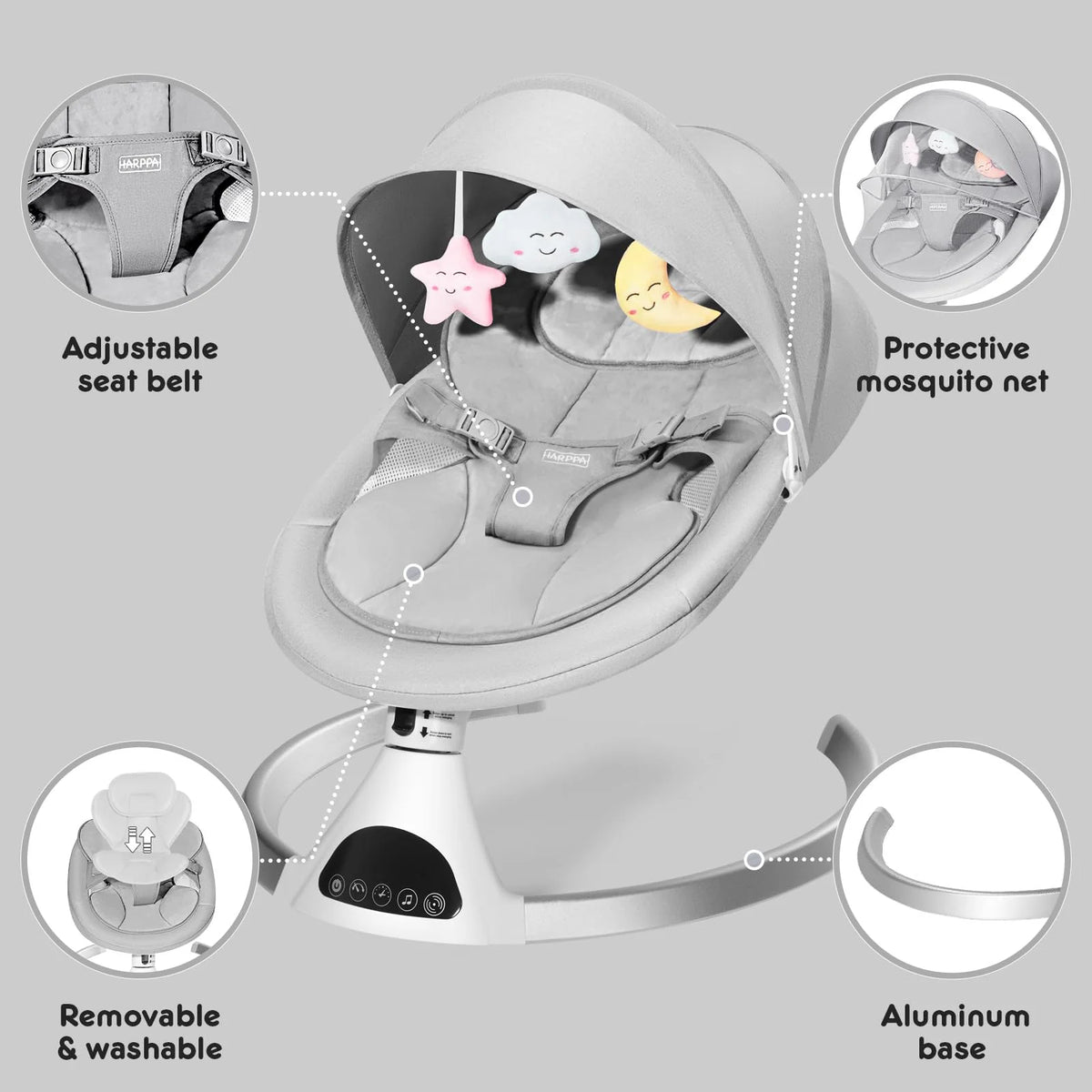 HARPPA Electric Baby Swing for Infants to Toddler with 5 Speed