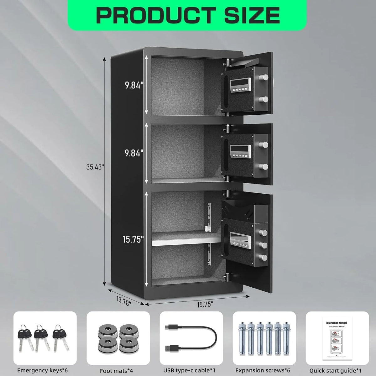 karbeen 7.0 Cu ft Large Safe Box Fireproof Waterproof, Digital KeypadHome Safe with Deposit Slot & Dual Alarm System, Money Safe With Mute Function and LED Light, Security Box for Money Valuables