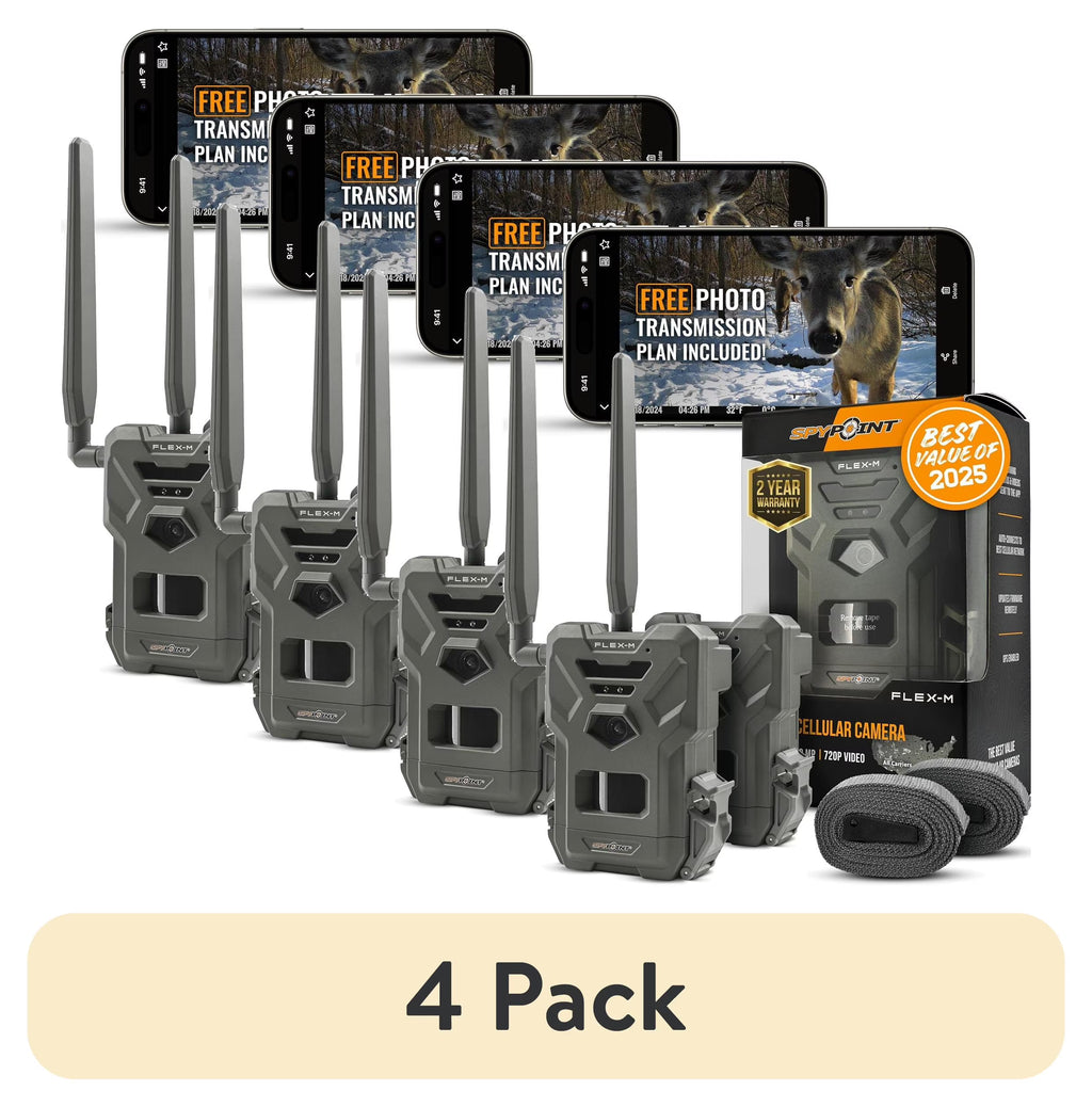 SPYPOINT Flex-m Twin Pack Cellular Trail Camera – Hunting Trail Monitor with GPS, Night Vision, Dual-Sim LTE, IP65 Water-Resistant