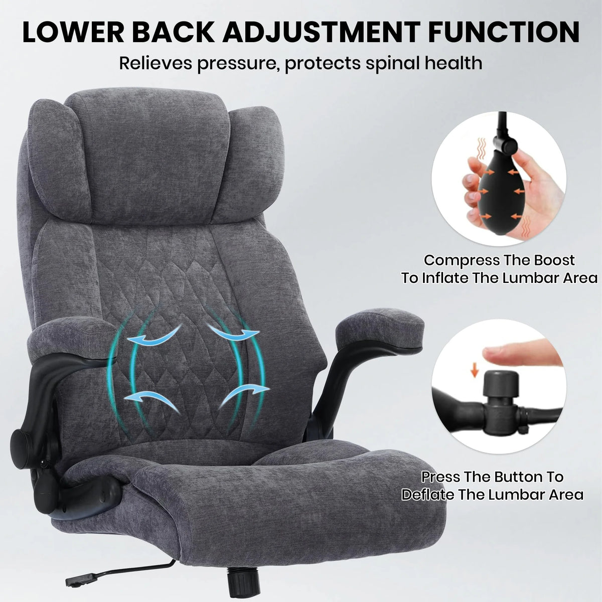 HomeZeer Executive Office Chair, Big and Tall Home Office Chairs 400lbs, High Back Executive Office Chair with Adjustable Flip up Arm, Wide Seat Leather Desk Computer Chairs, Black