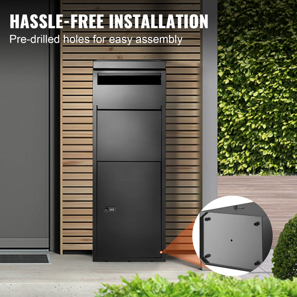 BENTISM Package Delivery Boxes for Outside 13.9"x11.6"x42", Galvanized Steel Delivery Box for Packages With Coded Lock, Anti-theft Baffle, IPX3 Waterproof Package Drop Box