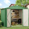 Lofka 8 x 6 ft. Outdoor Metal Storage Shed with Lockable Door for Backyard, Green Storage Shed