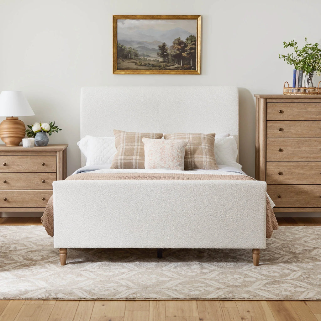 My Texas House Flynn Boucle Platform Bed, Queen, Cream