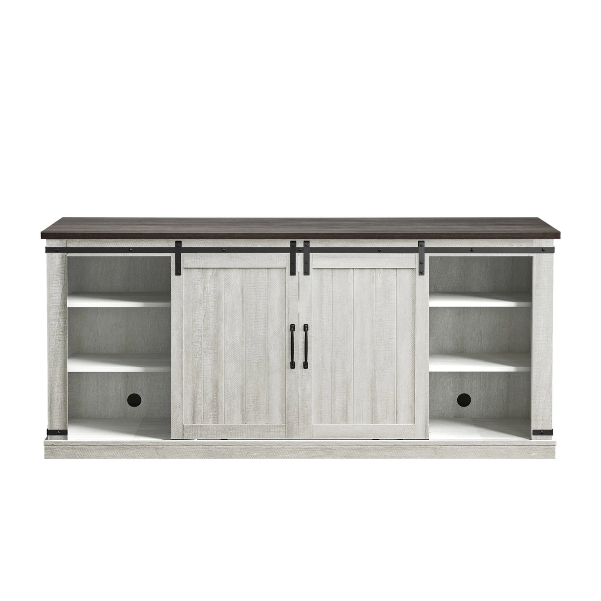 FESTIVO Farmhouse TV Stand for 75" TV, Entertainment Center, Sliding Barn Door TV Stand, 68 inch TV Console Table, Home Living Room Media Console with Adjustable Shelf - Off White