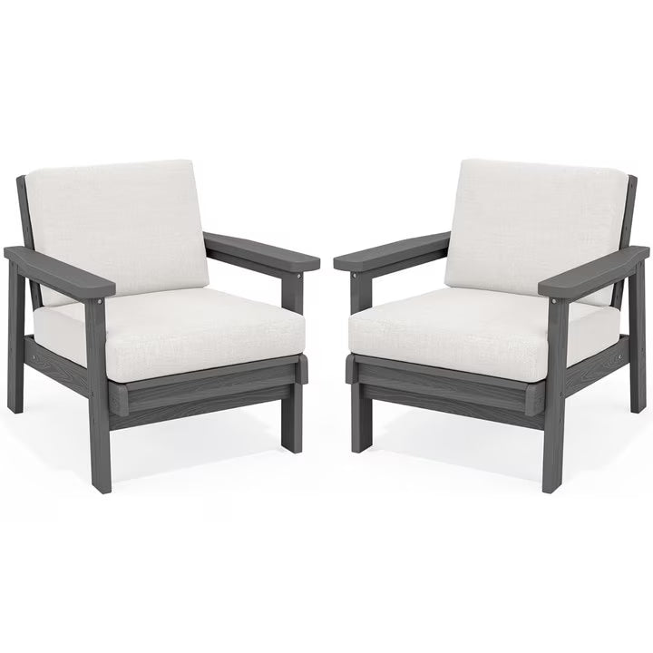 JUSTLET Patio Furniture Sets,2 Pieces Outdoor Chairs With Gray Cushions, Black