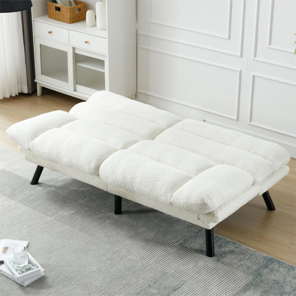 Memory Foam Futon,Convertible Futon Sofa Bed with Adjustable Armrests,Upholstered Futon Couch Sleeper Sofa for Compact Small Space,Rose Red