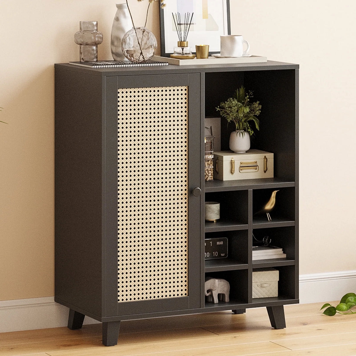 STARY Sideboard Buffet Cabinet, Accent Cabinet with Drawers and Adjustable Shelf for Kitchen, Living Room, Entryway, Nature