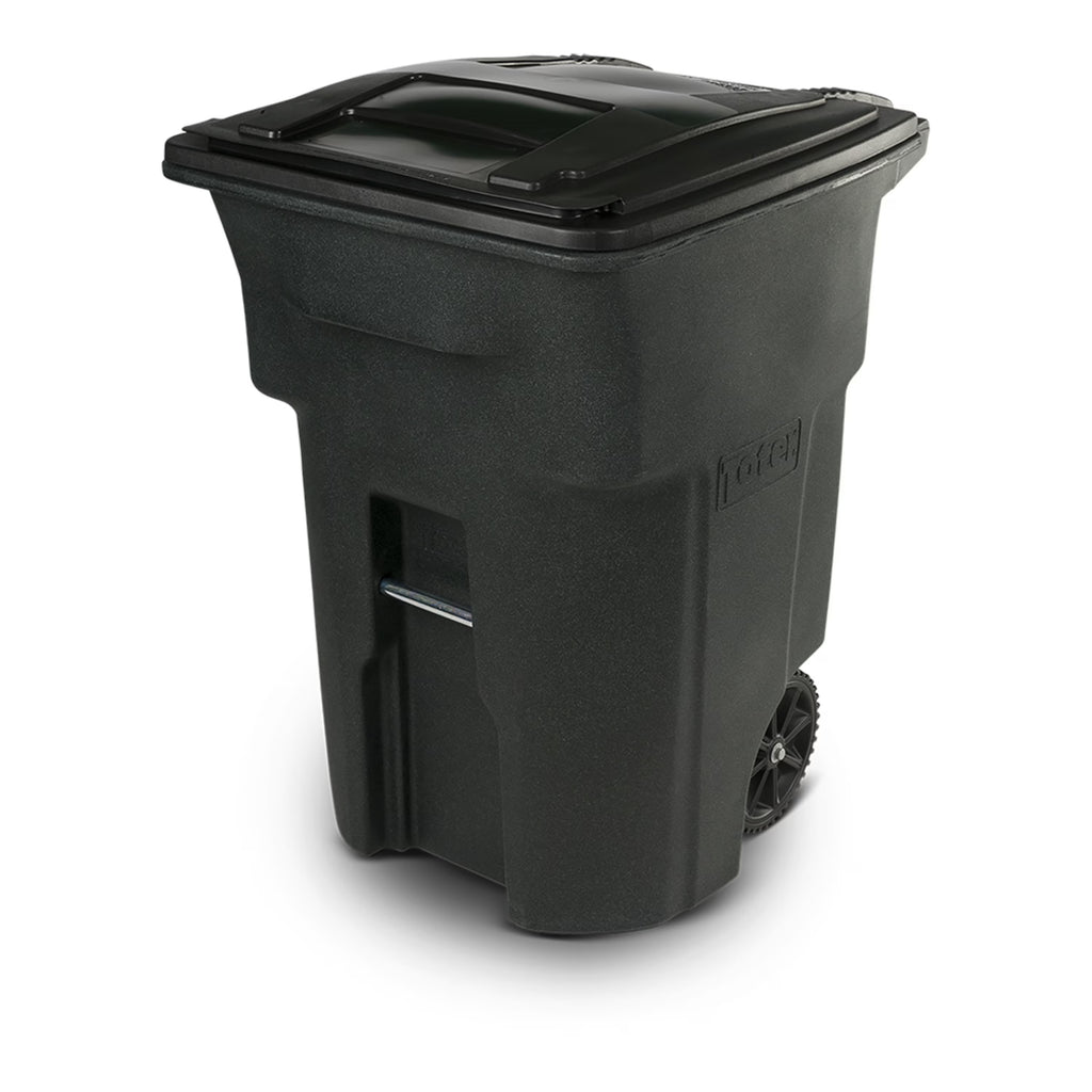 Toter Trash Can Greenstone With Wheels And Lid, 96 Gallon