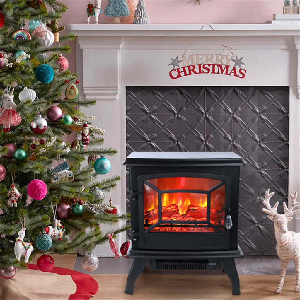 16.5''L 1400W Freestanding Fireplace, Stove Heater Auto-Shutoff, Fake Wood