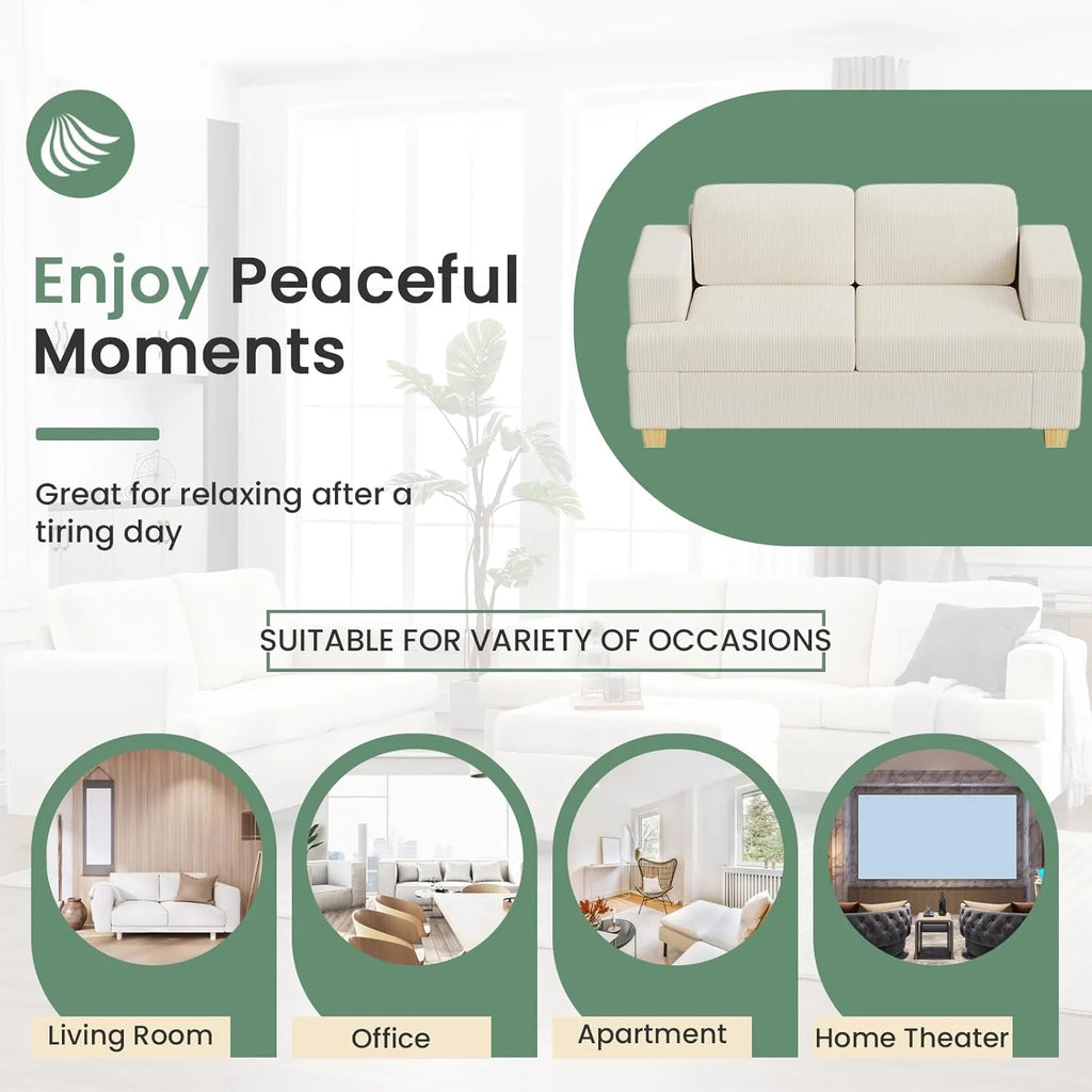 Techmilly Sofa,Comfort Modern Sofa,Extra Deep Seat,3 Seater,Living Room Apartment Lounge Sofa, Corduroy