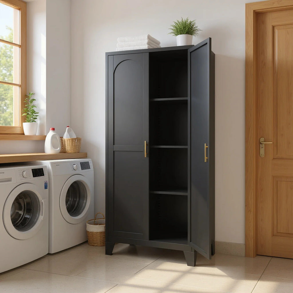 Homy Casa 70.8" White Tall Storage Cabinet with 4 Adjustable Shelves for Kitchen, Pantry Cupboard