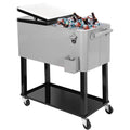 Home Aesthetics Grey 80 Qt Quart Rolling Cooler Ice Chest Beverage Bar for Patio
