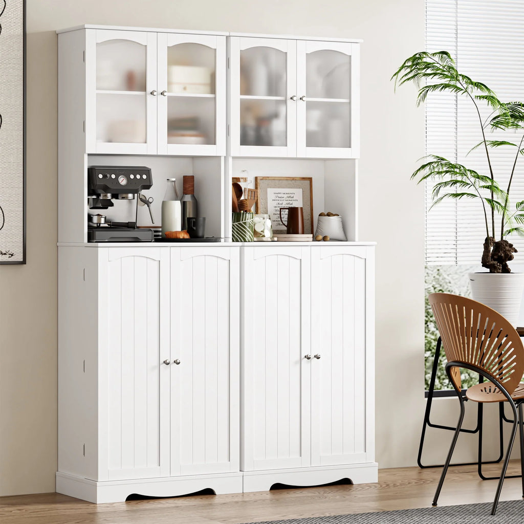Homfa 71''  4 Doors Kitchen Pantry Cabinet, Tall Pantry Storage Cabinet with Adjustable Shelves, Microwave Cabinet for Dining Room, White