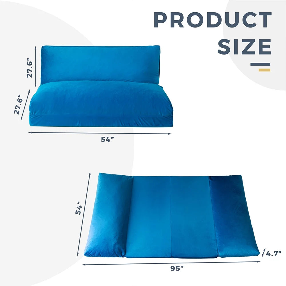 Folding Sofa Bed,Extra Thick and Long Fluffy 4 Position Convertible Flip Lounge Chair,Foam Filling Folding Matress Sofa Bean Bag with Washable Cover,Grey,39x95 Inch
