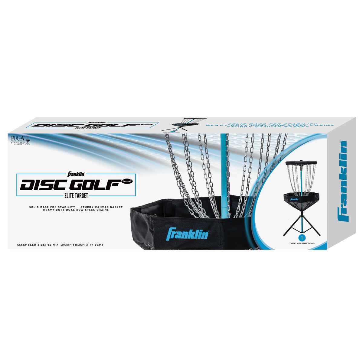 Franklin Sports Disc Golf Basket - PDGA Approved - Elite Portable Disc Golf Target Basket Set with Premium Metal Chains + Canvas Basket - Disc Golf Equipment + Hole Stand