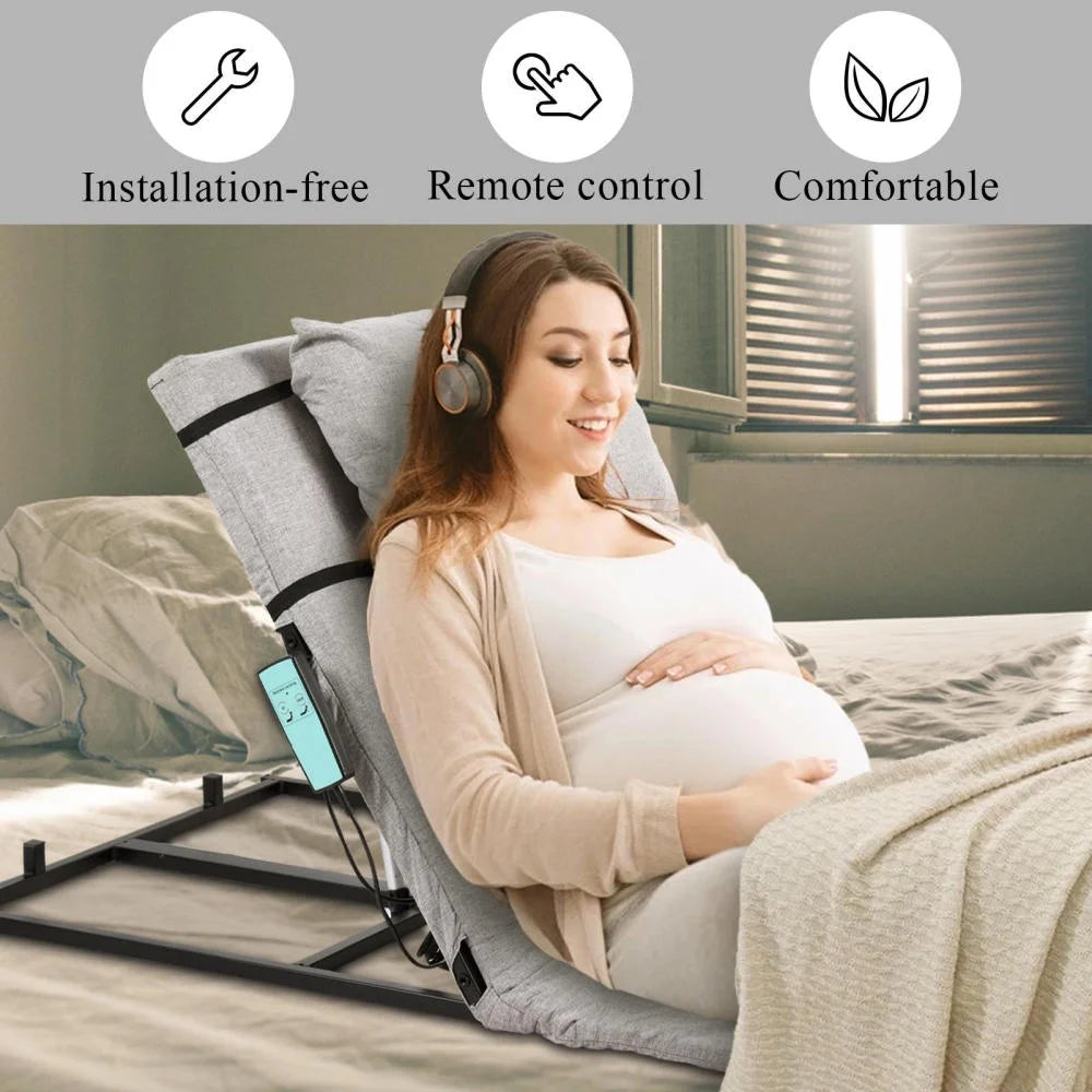 Adjustable Power Lifting Bed Backrest for Elderly Patient Injured, Sit-up Back Rest Chair for Neck Lumbar Back Support, Electric Lifting Backrest for Bed (Gray)