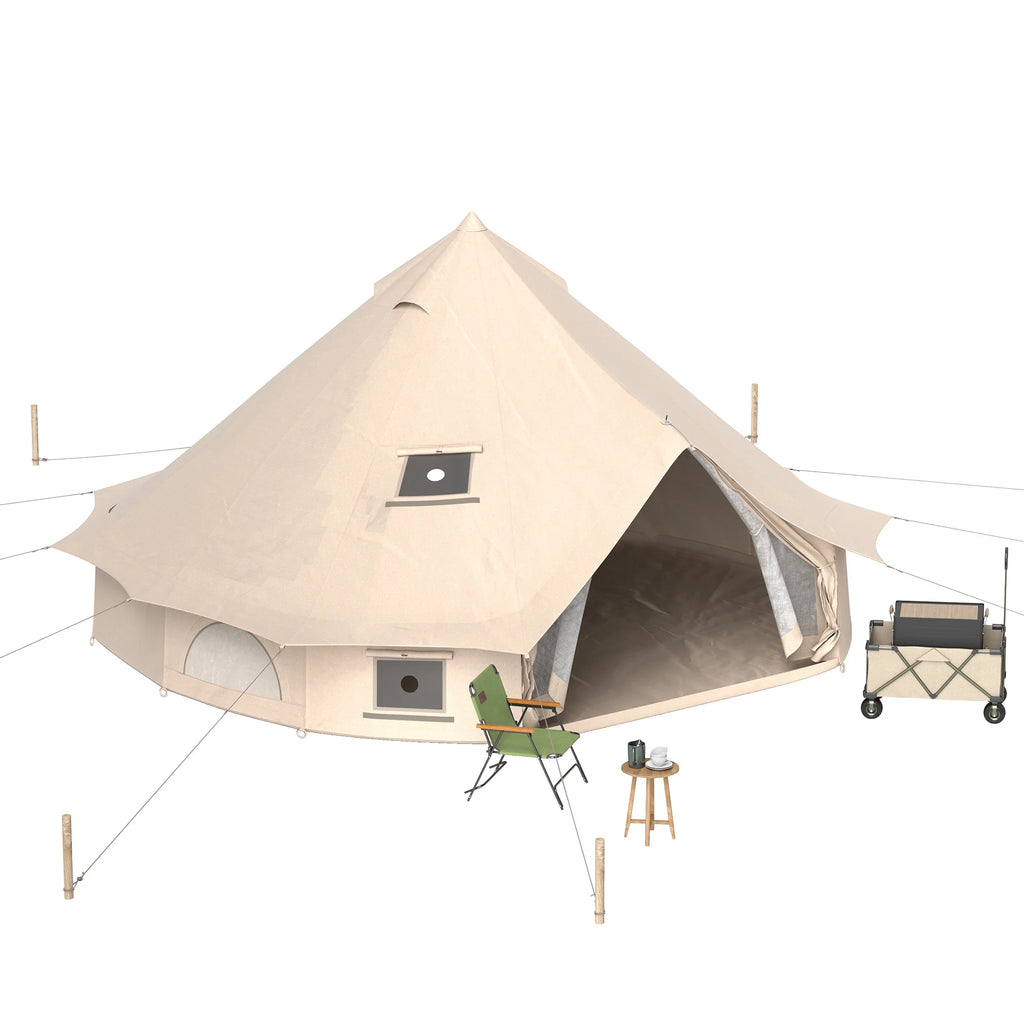 Dextrus Camping Tent with Stove Jacks & Windows for Outdoor Family Party, Camping, Picnic, Barbecue