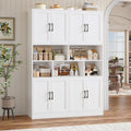 Homfa 8 Door Pantry Cabinet with Adjustable Shelves��71��H Storage Cabinet with Open Cubes for Kitchen, Dining Room, White