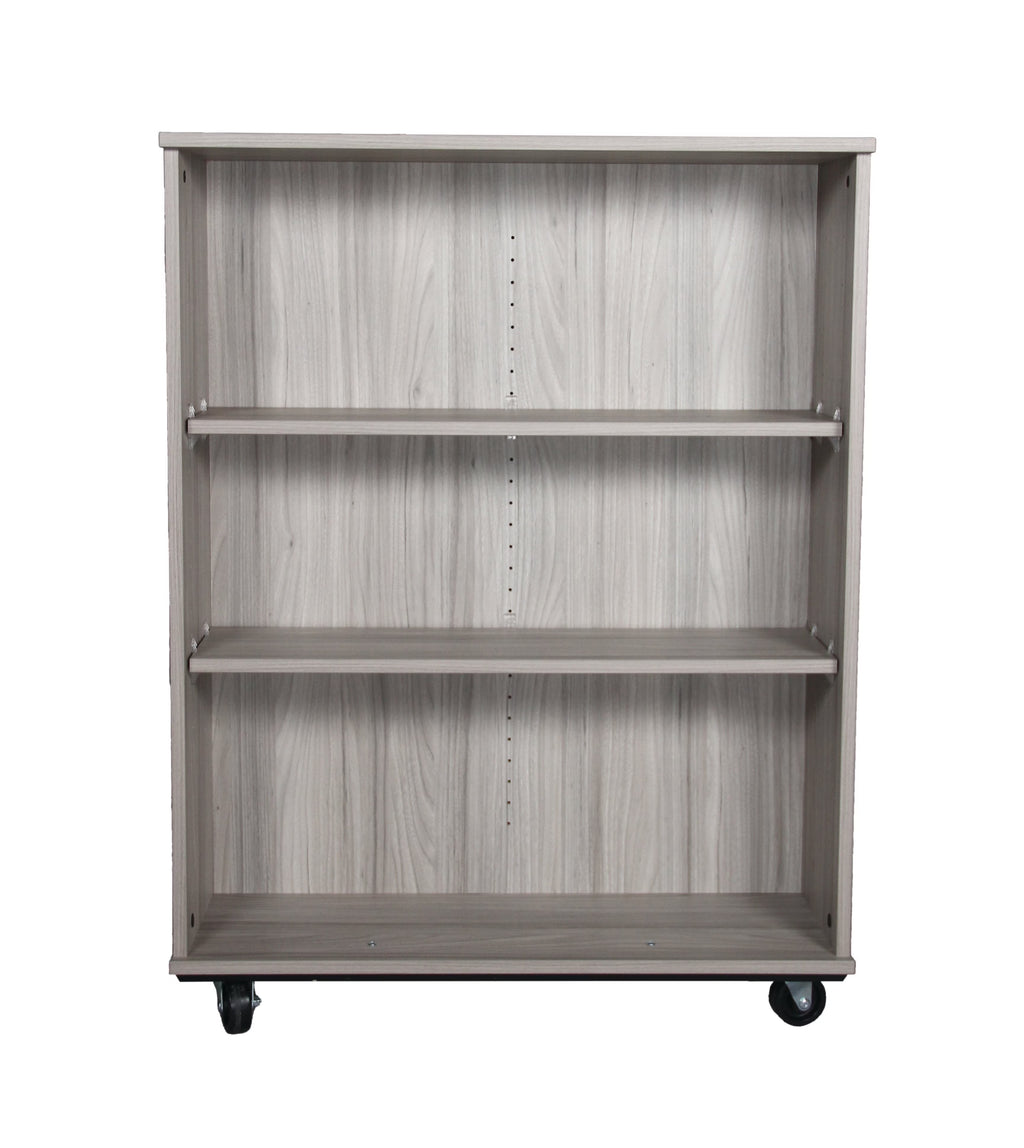 Tot Mate Open Double Sided 3 Tier Mobile Shelves Wooden Classroom Bookcase, Red, 36"W x 23"D x 48"H