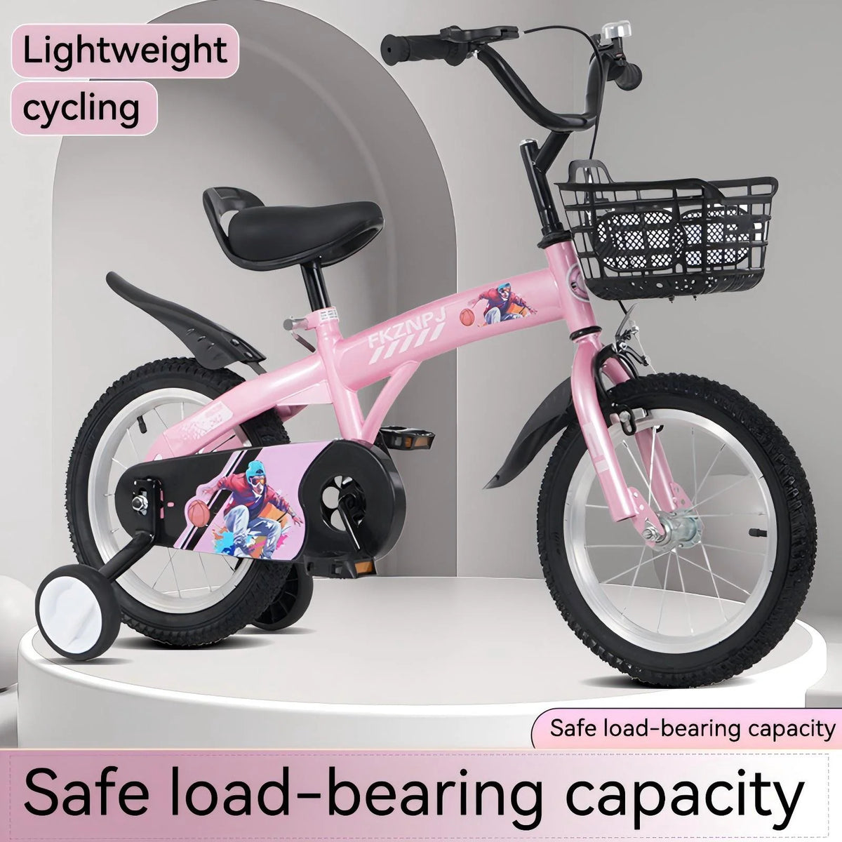 iRerts Kids Bike with Training Wheels, 16 Inch Kids Bicycle for Boys Girls Ages 4-8 Years Old, Girls Bicycles for Kids with Adjustable Seat, Fender and Varrier, Pink