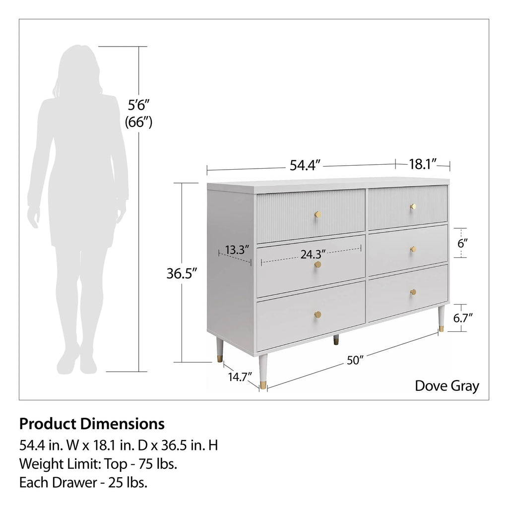 CosmoLiving by Cosmopolitan Elizabeth 6-Drawer Dresser, Navy