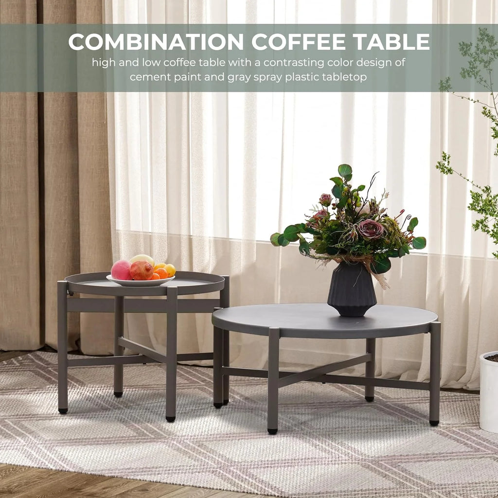Grand Patio 5-Piece Furniture Set, Cotton Rope Outdoor Conversation Set with Deep Seating, Thick Cushions, Water-Resistant, 2 Coffee Tables, Backyard/Porch