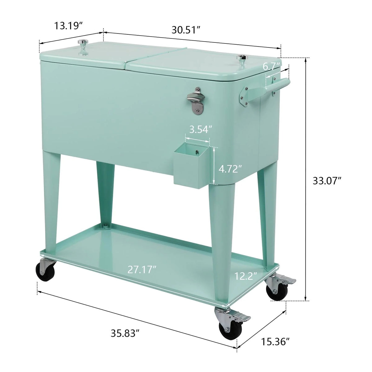Winado 80QT Iron Spray Cooler with Shelf Green