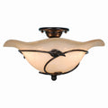 Vaxcel Vine 15-in W Black Rustic Semi Flush Mount Ceiling Light Amber Glass