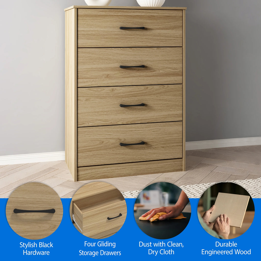 Mainstays Ardent 4 Drawer Dresser, Euro Oak