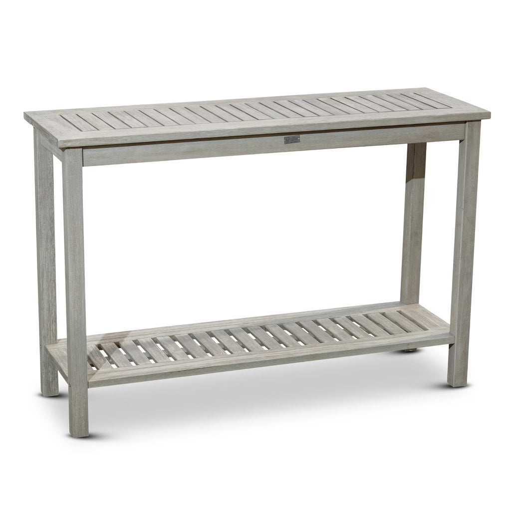 DTY  Outdoor Living Longs Peak Eucalyptus Console Table Silver Gray