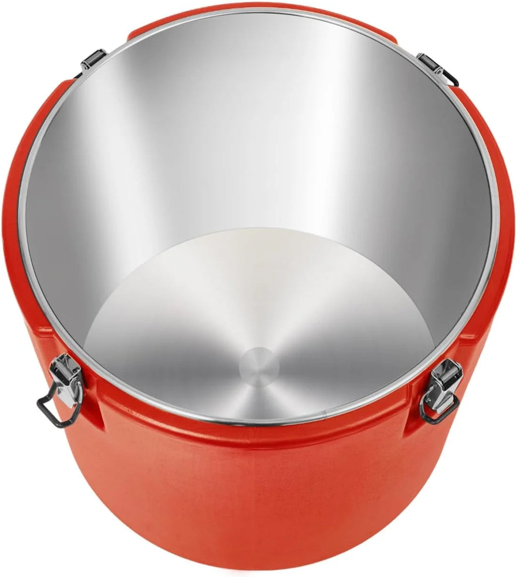 Insulated Soup Carrier Coolers,  2.5 Gallon Food Warmer/Coolers Box for Food Storage, Large Stainless Steel Leakproof Lid Insulated Soup Container (Red)