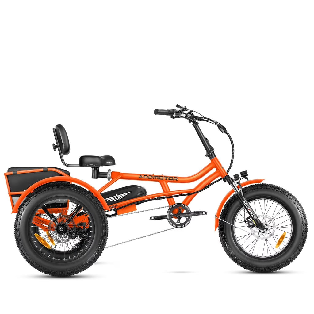 Addmotor M-360II Semi-Recumbent Electric Trike, 85MI, Fat Tire 3 Wheel Electric Bike for Adults, 750W 48V 20Ah Electric Tricycle for Seniors, 20" Electric Trike with Speed Differential, Green