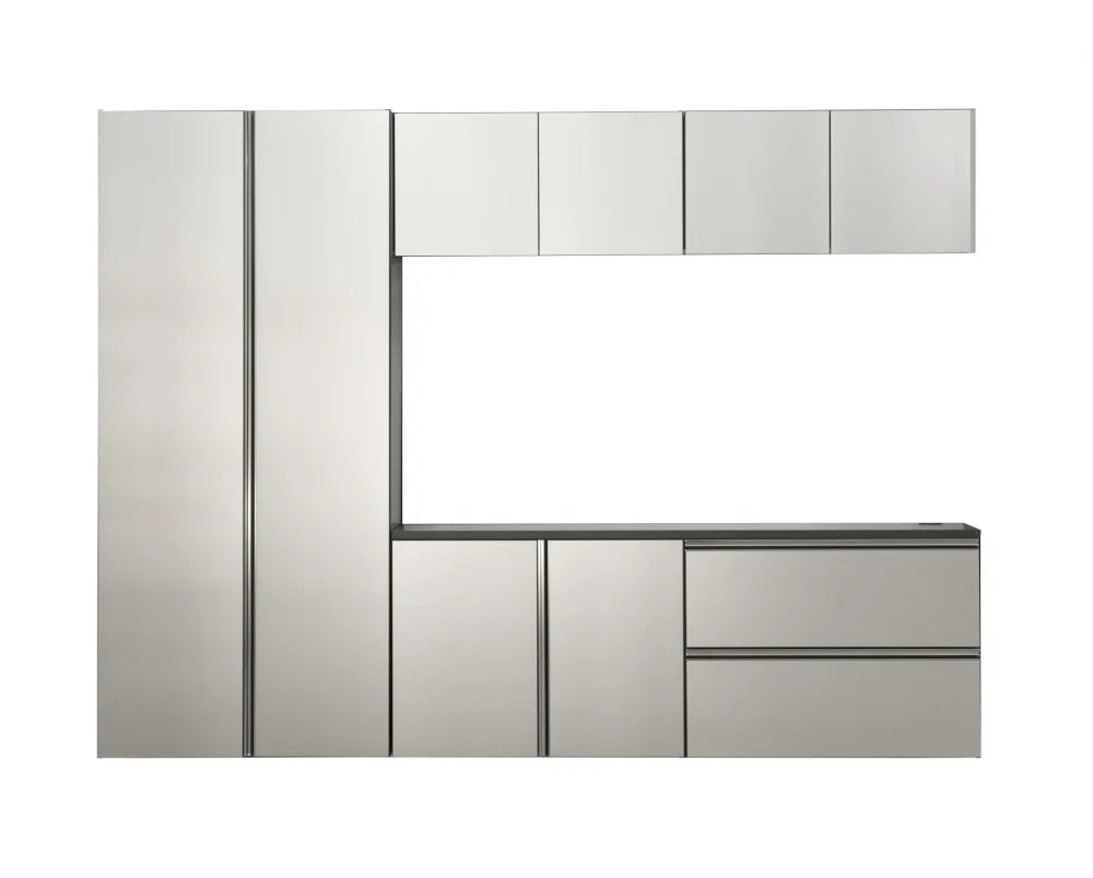7-Piece Storage Cabinet Set, Modern Style Kitchen Furniture Set with Stand Cupboard and Console Table, Wall-Mounted or Free-standing Cabinet Set for Living Room, Kitchen, Dark Gray