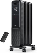 Dreo Oil Filled Radiator, Electric Radiant Heaters for indoor use Large Room with Remote Control, Child Lock, 4 Modes, Overheat & Tip-Over Protection, 24h Timer, Digital Thermostat, Quiet, 1500W