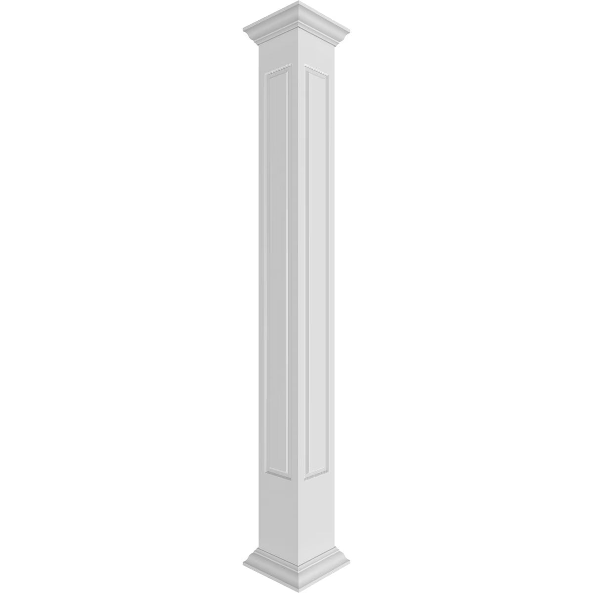 Ekena Millwork 6"W x 8'H Craftsman Classic Square Non-Tapered, Raised Panel PVC Column Kit, Crown Capital & Crown Base
