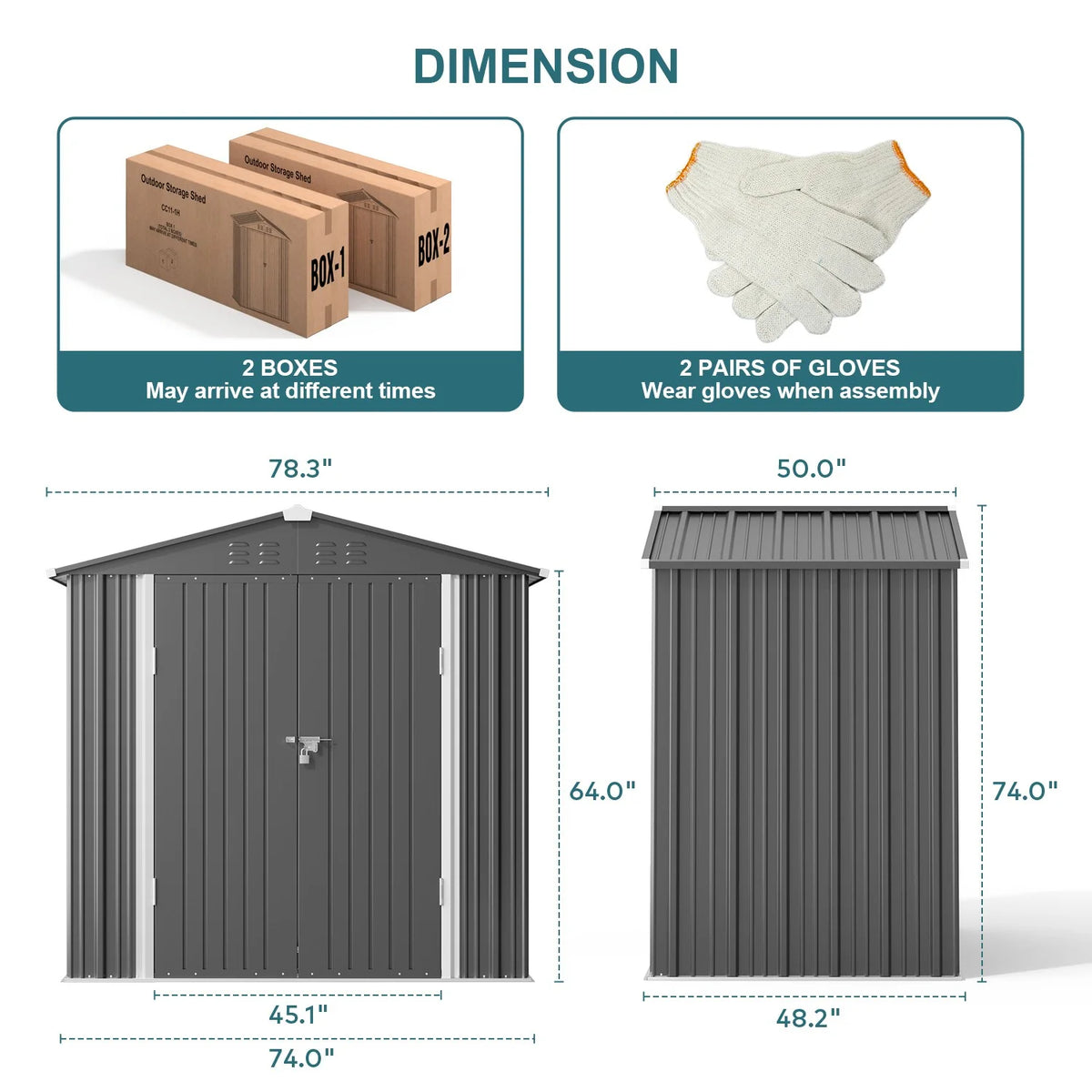 5'x3' Outdoor Storage Shed, Lofka Metal Storage Tool Shed with Single Lockable Door, for Bike| Garden Tools| Patio, Grey